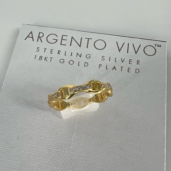 Argento Vivo CZ Chain Link Ring NWT - Picture 3 of 10